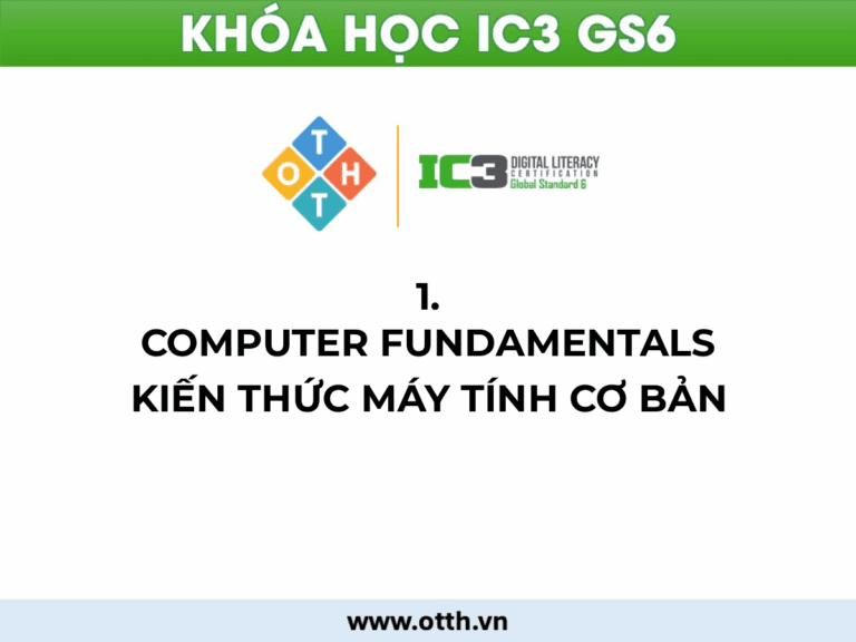 Chủ đề 1. Computer Fundamentals IC3 GS6: Toàn Tập Kiến Thức Máy Tính Cơ Bản 1 computer fundamentals