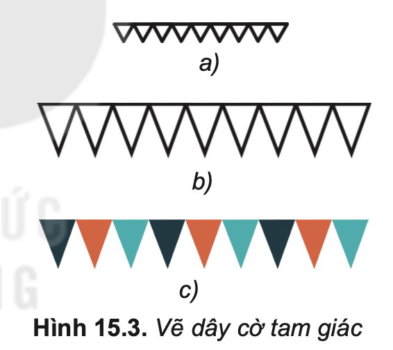 Tin học 10 – Bài 15. Hoàn thiện hình ảnh đồ họa 13 Tin học 10 Bài 15 Nhiệm vụ 2 Vẽ dây cờ tam giác trang trí