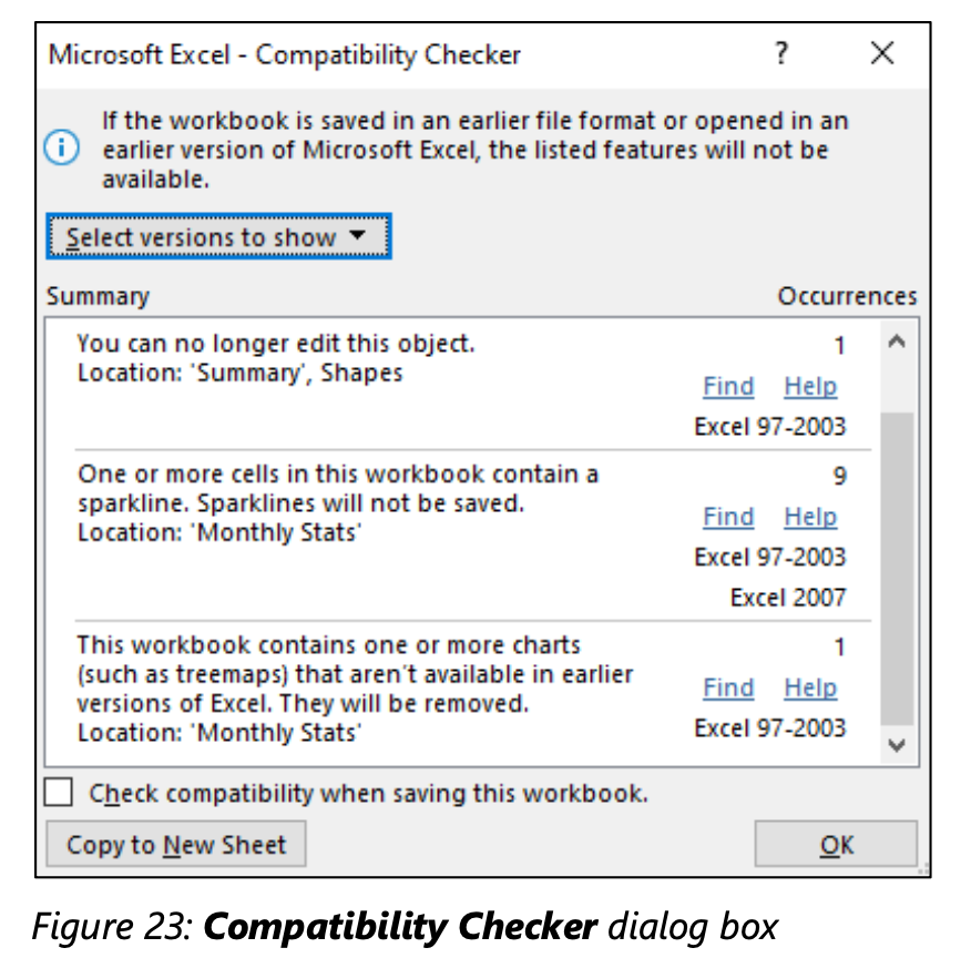 MOS Excel - Buổi học 10: Hoàn thiện Workbook 18 MOS Excel Buổi học 10 Hoàn thiện Workbook Check Compatibility Kiểm tra tương thích với phiên bản cũ