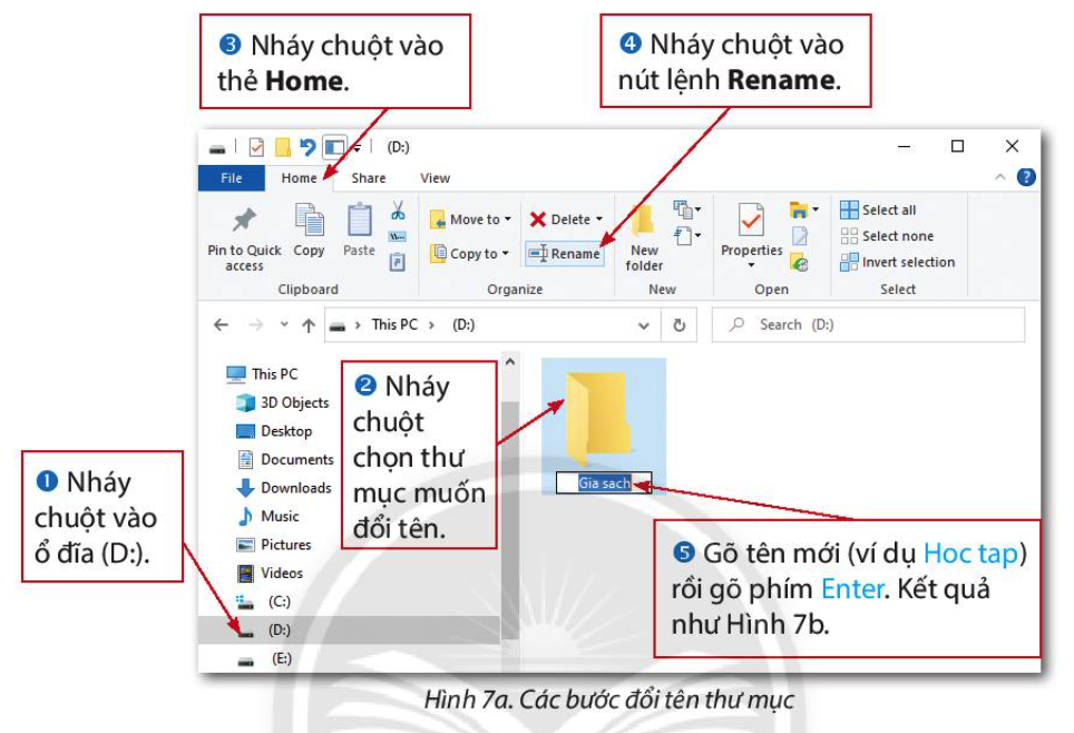 Tin học 3 Bài 8 Làm quen với thư mục b Đổi tên thư mục